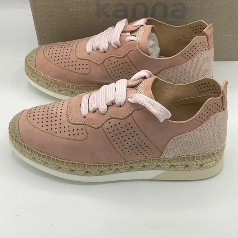 KANNA Pink sparkle perforated Espadrille Sneakers